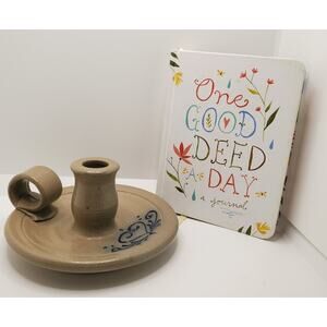 Maple City Pottery Candle Holder Monmouth IL Heart Design Salt Glazed